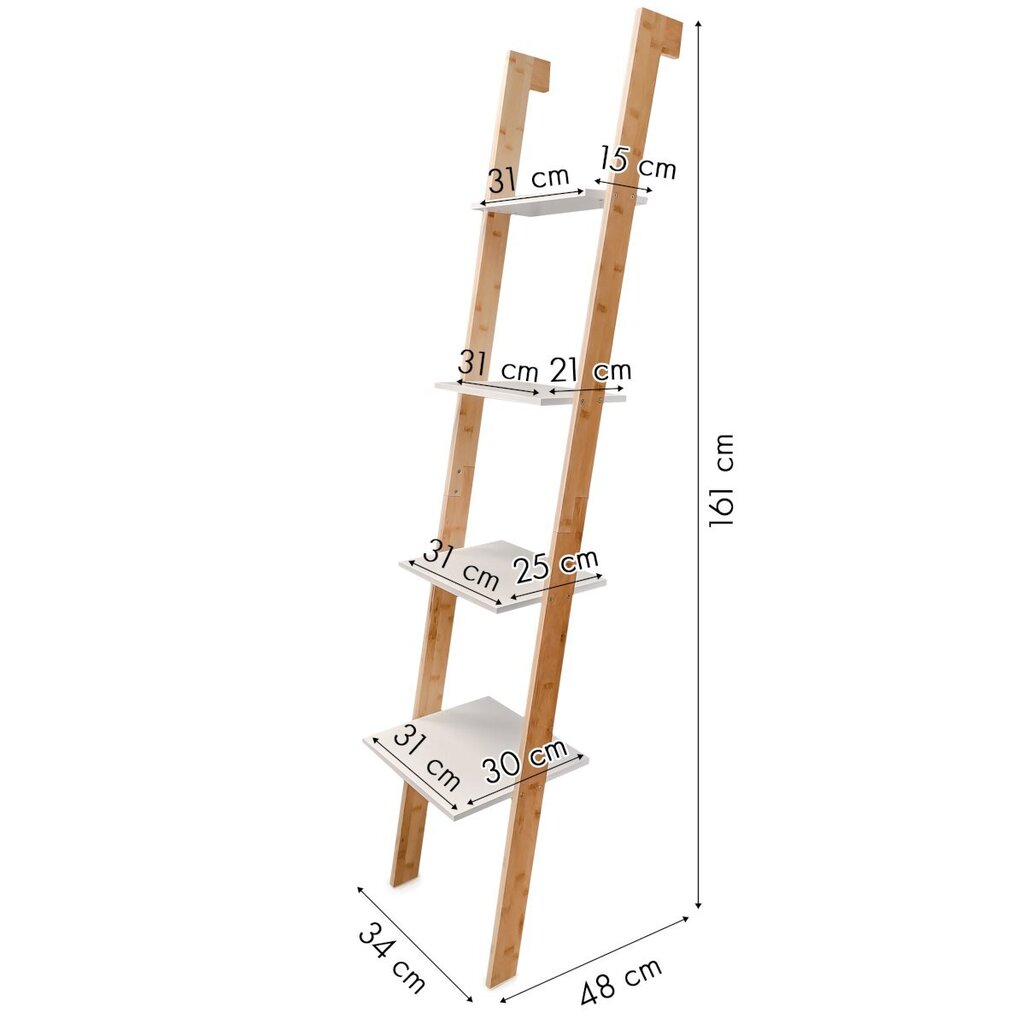 Moderns kāpņu plaukts, ModenHome, 161 cm. cena un informācija | Plaukti | 220.lv