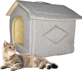 Складной тканевый домик Fanlinpt, для кошек/маленьких собак, серый цена и информация | Лежаки, домики | 220.lv