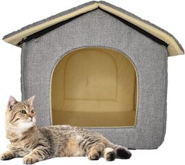 Складной тканевый домик Fanlinpt, для кошек/маленьких собак, серый цена и информация | Лежаки, домики | 220.lv