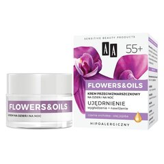 Sejas krēms AA Flowers and Oils 55+, 50 ml цена и информация | Кремы для лица | 220.lv