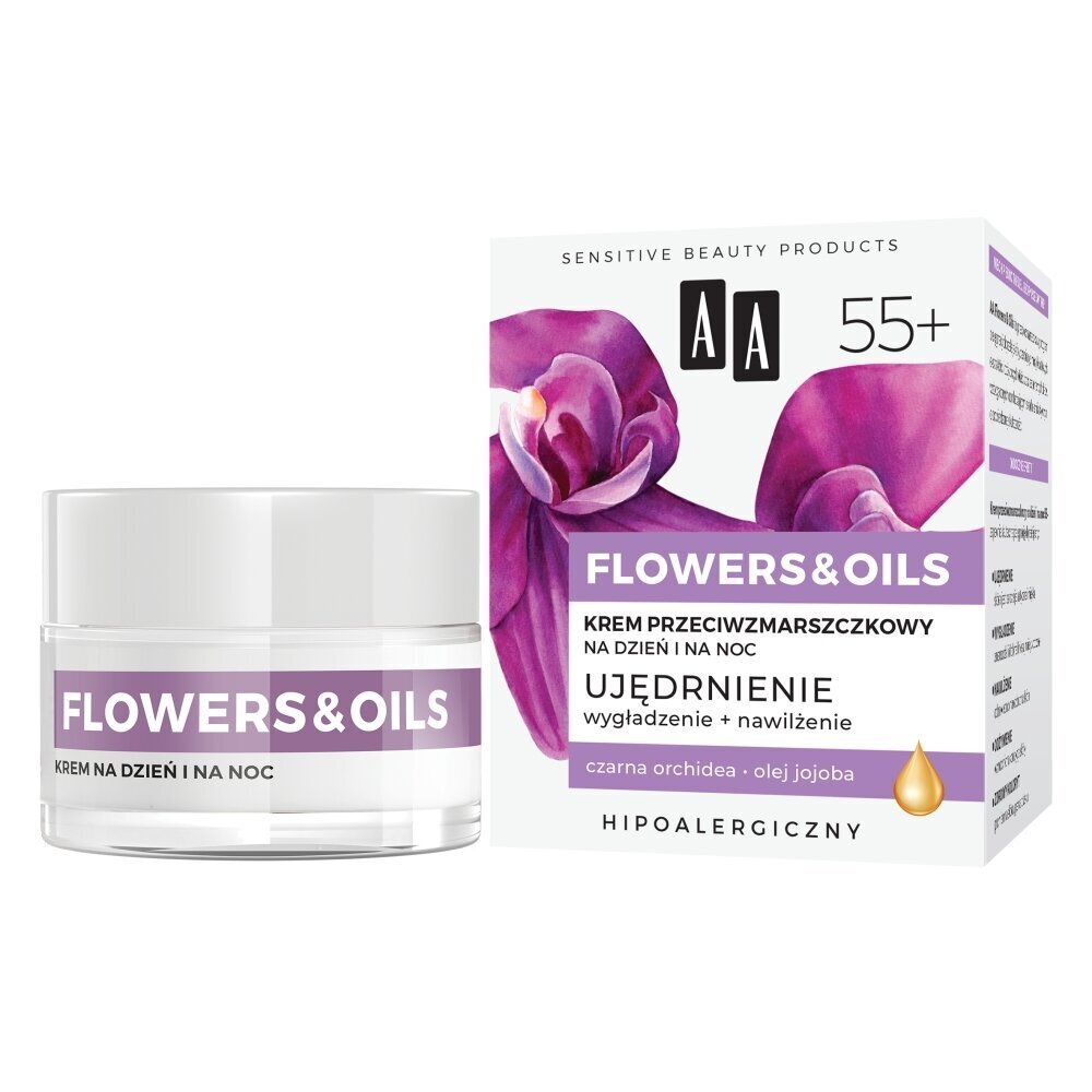 Sejas krēms AA Flowers and Oils 55+, 50 ml cena un informācija | Sejas krēmi | 220.lv