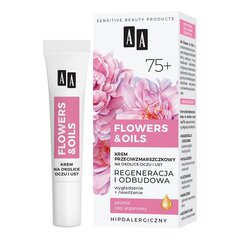 Sejas krēms AA Flowers and Oils 75+, 15 ml cena un informācija | Sejas krēmi | 220.lv