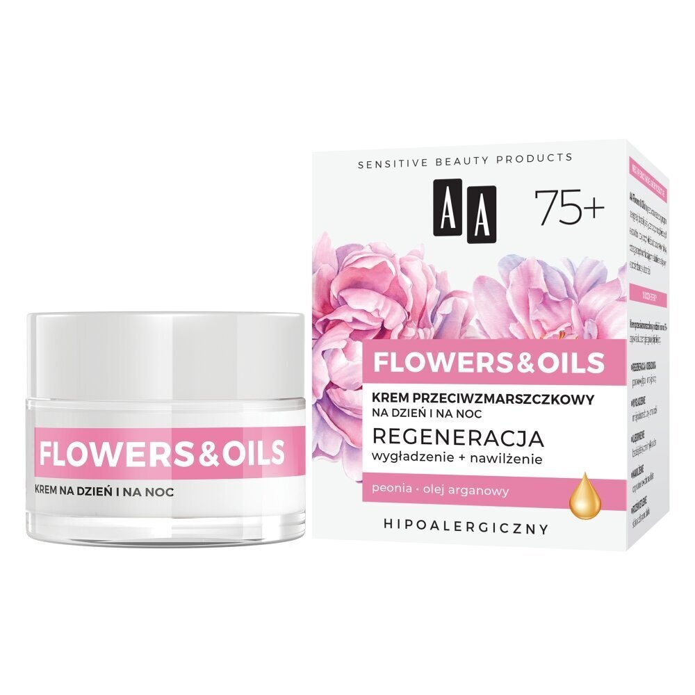 Sejas krēms AA Flowers and Oils 75+, 50 ml cena un informācija | Sejas krēmi | 220.lv