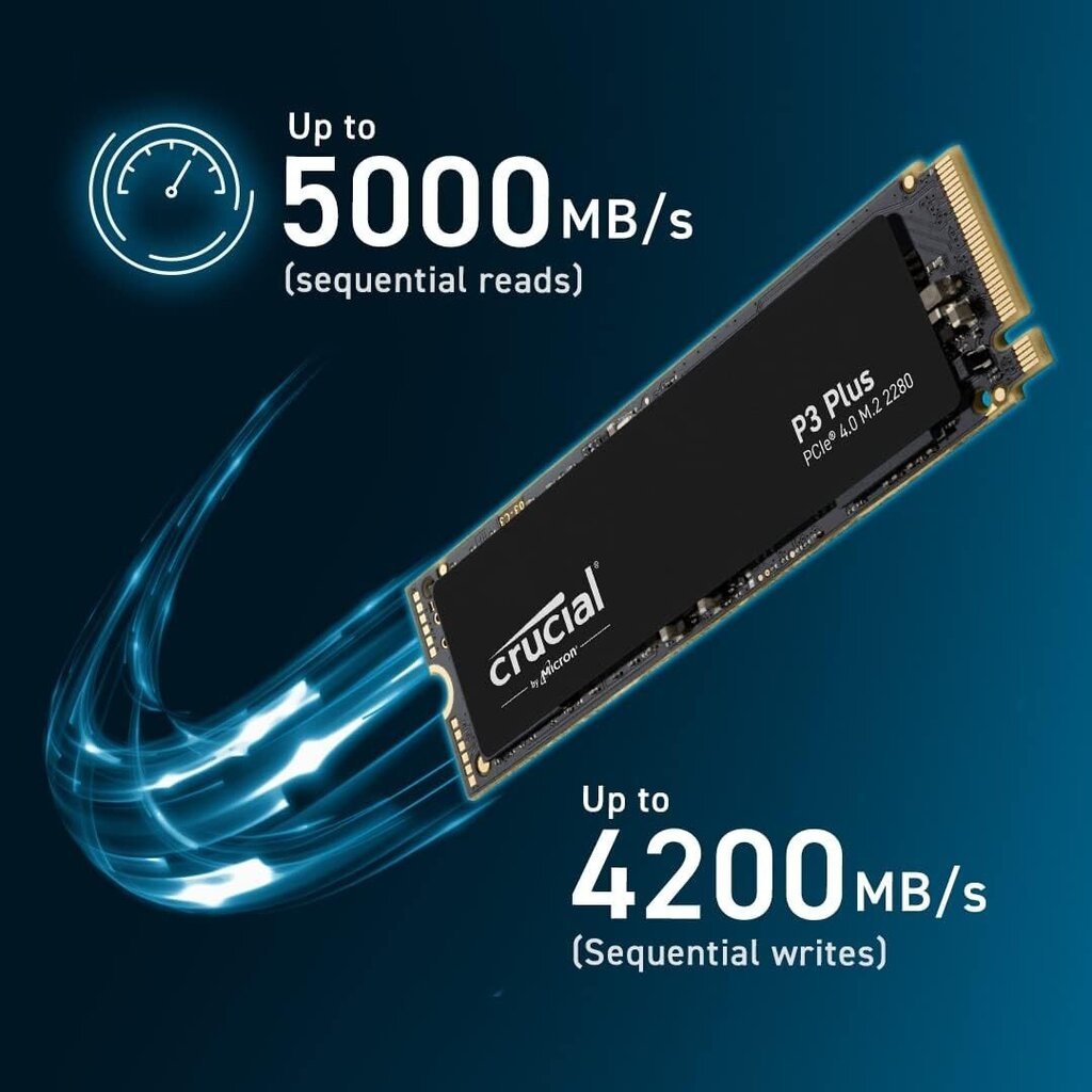 Crucial P3 Plus PCIe 4.0 NVMe M.2 for PC/PS5 2TB cena un informācija | Iekšējie cietie diski (HDD, SSD, Hybrid) | 220.lv