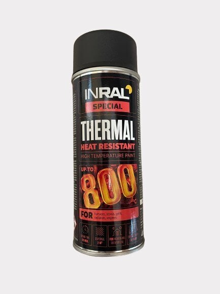 Karstumizturīga krāsa, Inral thermal, melna, 400 ml cena un informācija | Krāsas | 220.lv