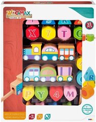Деревянный поезд WOOMAX с буквами, 35 предметов цена и информация | Игрушки для мальчиков | 220.lv