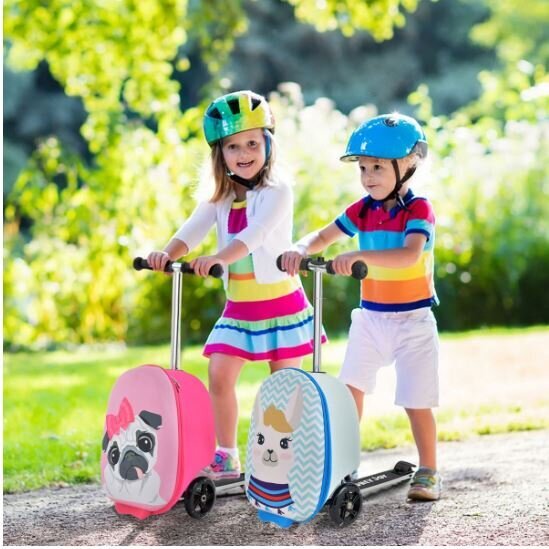 Bērnu koferis/skrejritenis 2in1 Costway, rozā цена и информация | Koferi, ceļojumu somas | 220.lv