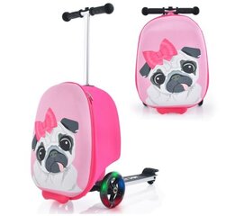 Детский чемодан и самокат 2 в 1 со светодиодными колесами Costway, собака цена и информация | Чемоданы, дорожные сумки | 220.lv