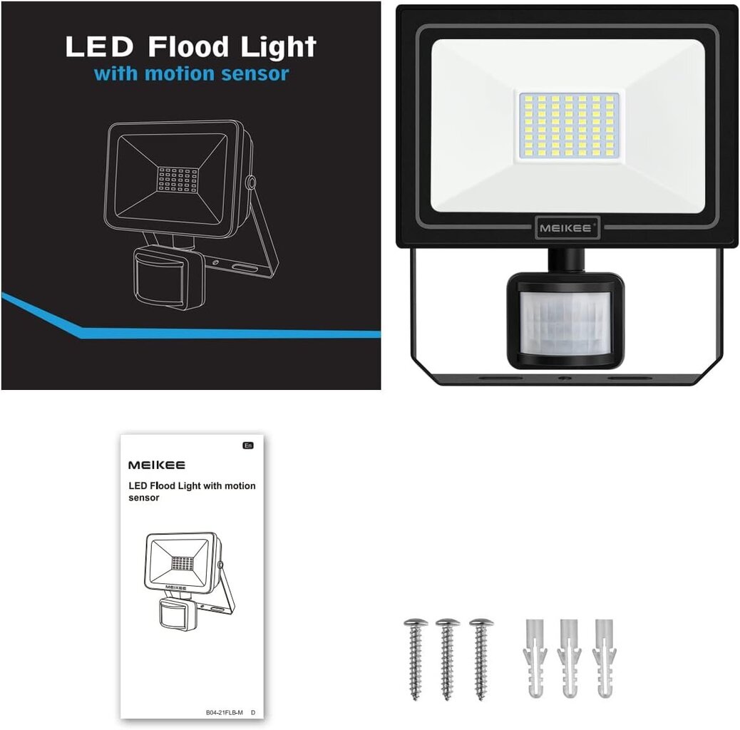 Meikee 50W LED prožektors ar kustības detektoru cena un informācija | Lukturi | 220.lv