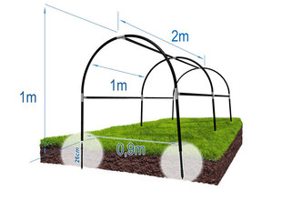 Каркас парника с 3 перемычками, 2 м цена и информация | Теплицы | 220.lv