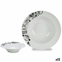Блюдо для пасты Белый Чёрный Фарфор 30 x 7,5 x 30 cm (12 штук) цена и информация | Посуда, тарелки, обеденные сервизы | 220.lv