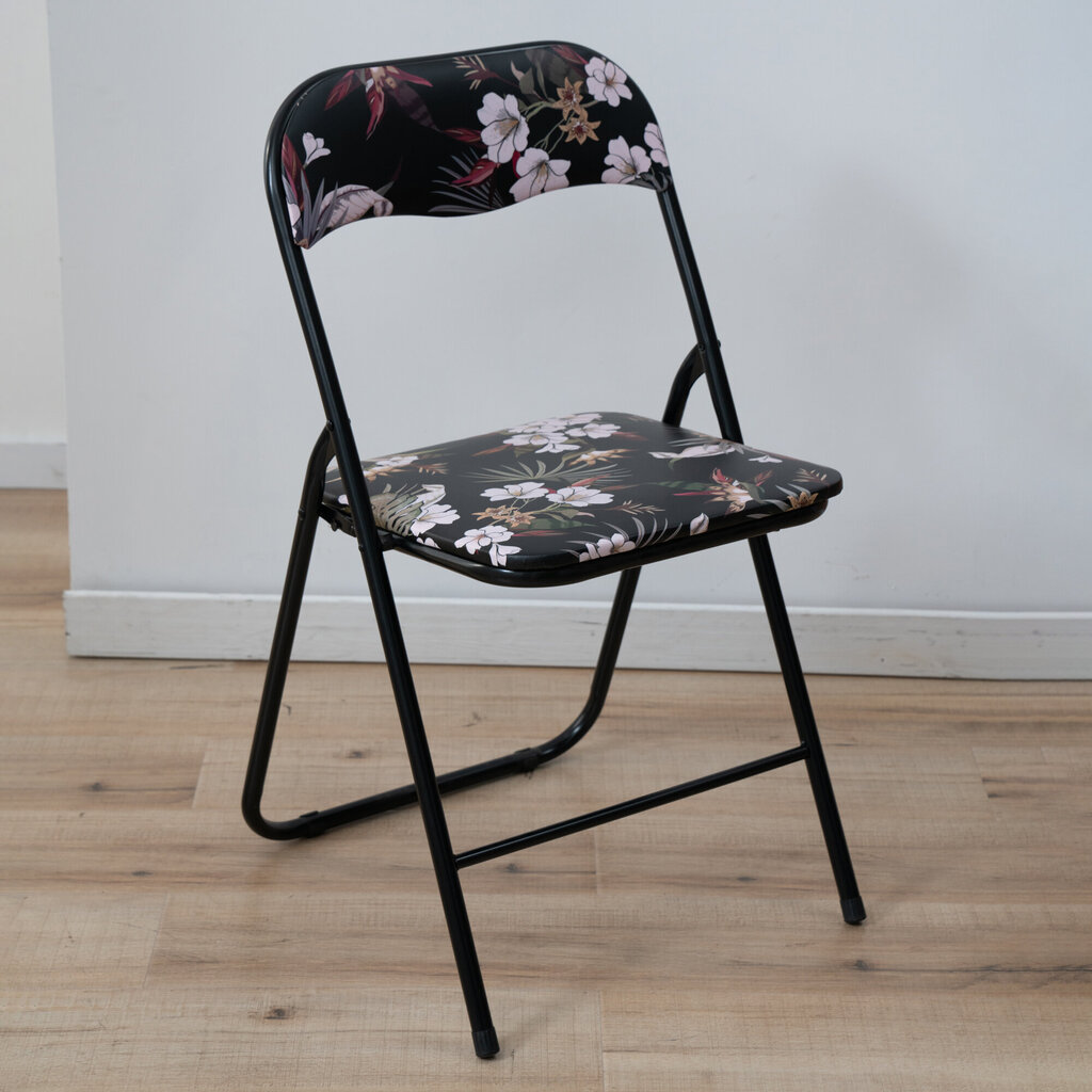 Saliekamais krēsls Patio Flower, melns cena un informācija | Dārza krēsli | 220.lv
