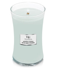 WoodWick aromātiskā svece Sagewood & Seagrass, 609 g cena un informācija | Sveces un svečturi | 220.lv
