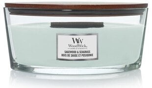 WoodWick aromātiskā svece Ellipse Sagewood &amp; Seagrass 453,6 g cena un informācija | Sveces un svečturi | 220.lv