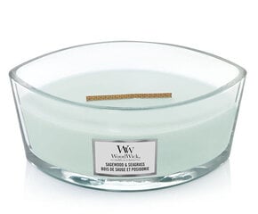 WoodWick aromātiskā svece Ellipse Sagewood &amp; Seagrass 453,6 g cena un informācija | Sveces un svečturi | 220.lv