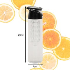Бутылка для воды с контейнером для фруктов К91, 800 мл, черная цена и информация | Фляги для воды | 220.lv