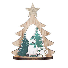 деревянная елочная фигура 10,5x13,5 см украшение мишка цена и информация | Рождественские украшения | 220.lv