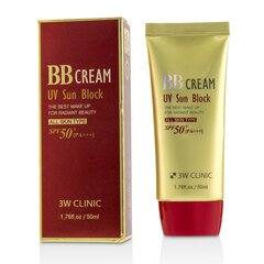 BB krēms ar saules aizsargkrēmu SPF 50+ PA+++ 3W Clinic UV Sun Block, 50 ml цена и информация | Пудры, базы под макияж | 220.lv