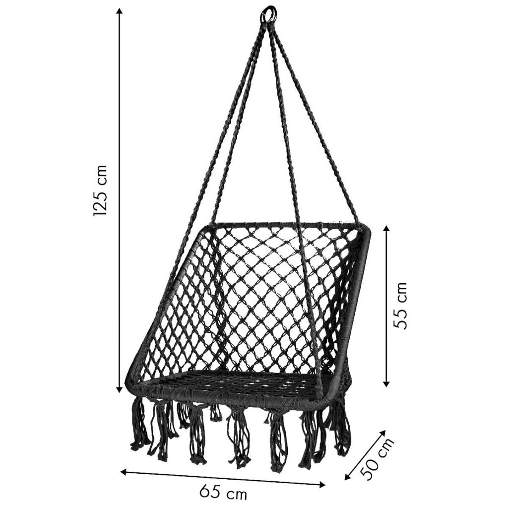 Dārza krēsls ar atzveltni, melns цена и информация | Dārza šūpoles | 220.lv
