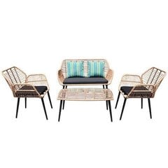 Комплект садовой мебели из ротанга, диван-стол и 2 кресла, светло-коричневый цена и информация | Комплекты уличной мебели | 220.lv