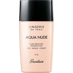 Grima bāze Guerlain Lingerie De Peau Aqua Nude Foundation 06W Tres Fonce Dore, 30 ml cena un informācija | Grima bāzes, tonālie krēmi, pūderi | 220.lv