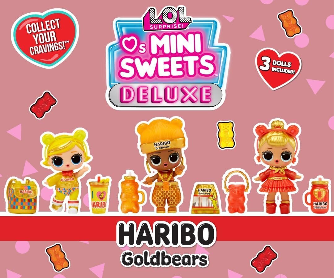 Leļļu komplekts L.O.L. Surprise Loves Mini Sweets, Haribo Goldbears, zelta cena un informācija | Rotaļlietas meitenēm | 220.lv