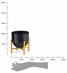 Puķu pods ar statīvu Swen Boule Gold Black, 17x16x21 cm cena un informācija | Puķu podi | 220.lv