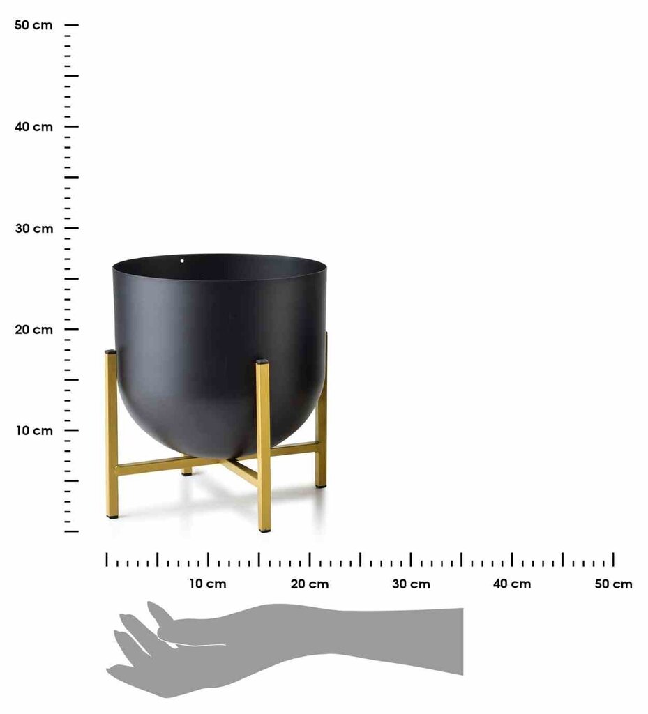 Puķu pods ar statīvu Swen Boule Gold Black, 22x20x26 cm cena un informācija | Puķu podi | 220.lv
