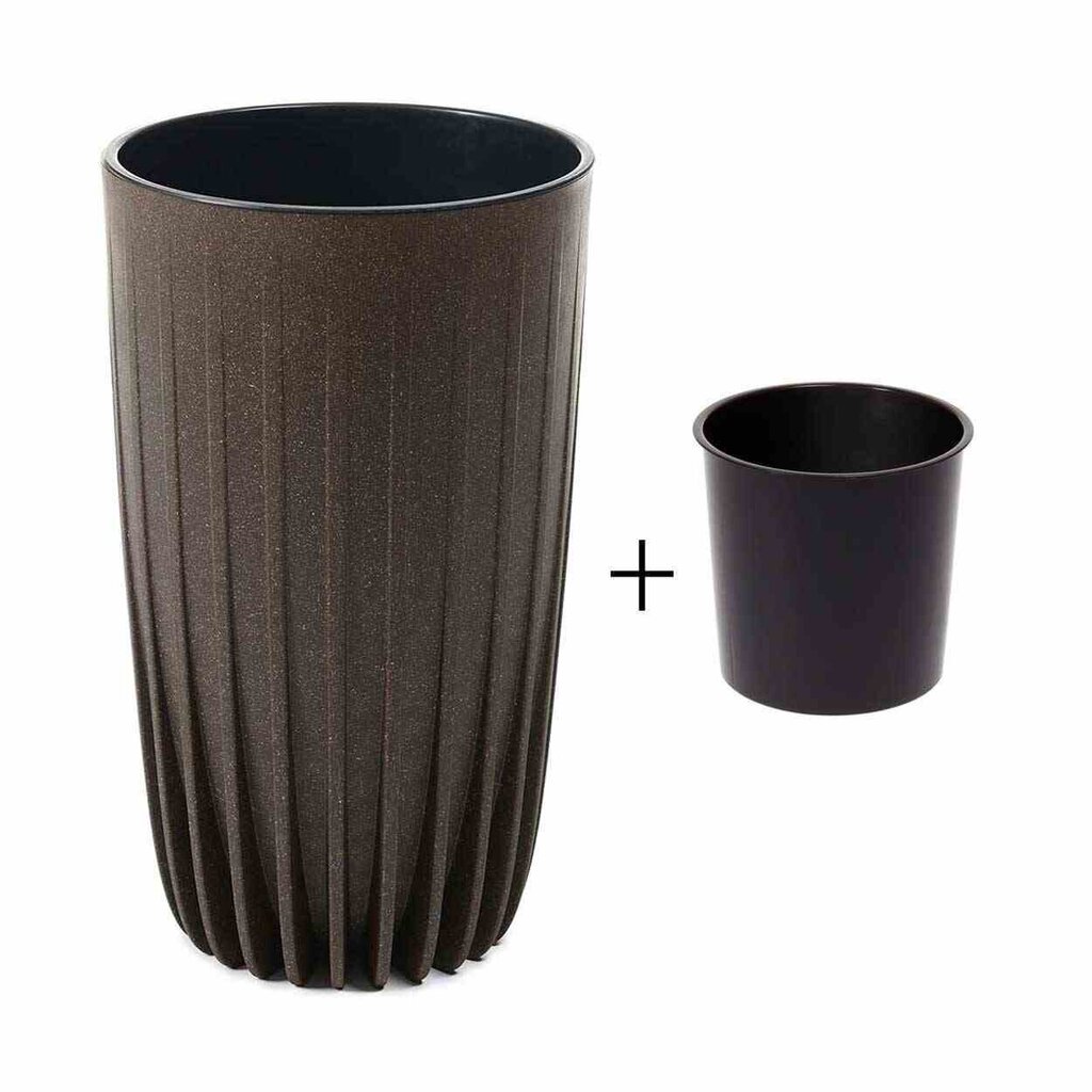 Puķu podu komplekts Stripped Eco Coffee, 29,3x29,3x51 cm cena un informācija | Puķu podi | 220.lv