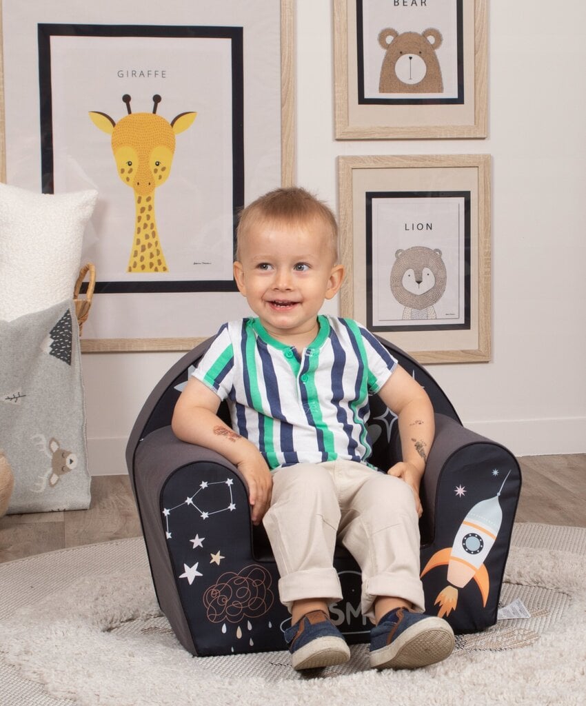 Bērnu krēsls Delsit, 51x33x42 cm, melns цена и информация | Sēžammaisi, klubkrēsli, pufi bērniem | 220.lv