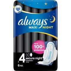 Higiēniskās paketes Always Maxi, Secure Night 4, 6 gab. cena un informācija | Tamponi, higiēniskās paketes, ieliktnīši | 220.lv