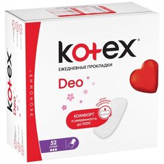 Ikdienas ieliktnīši Kotex Deo Super, 52 gab. cena un informācija | Tamponi, higiēniskās paketes, ieliktnīši | 220.lv