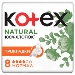 Higiēniskās paketes Kotex Natural Normal, 8 gab. cena un informācija | Tamponi, higiēniskās paketes, ieliktnīši | 220.lv