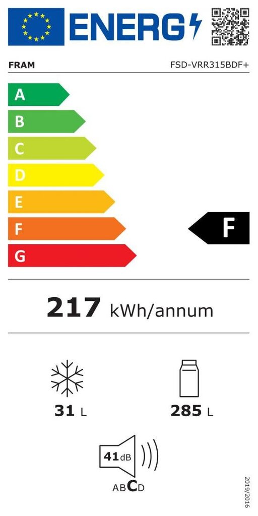 Fram FSD-VRR315BDF+ cena un informācija | Ledusskapji | 220.lv