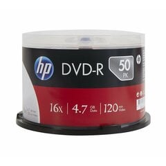 hp dvd-r, dme00025-3, 69316, 4,7 гб, 16x, со шпинделем, 50 шт, непечатаемый, 12 см, для архивирования данных цена и информация | Виниловые пластинки, CD, DVD | 220.lv