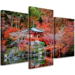 Trīs daļu glezna Japāņu dārzs cena un informācija | Gleznas | 220.lv
