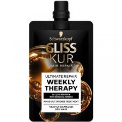 Маска для волос Schwarzkopf Gliss Kur, Ultimate Repair Weekly Therapy, восстанавливающая, 50 мл цена и информация | Средства для укрепления волос | 220.lv