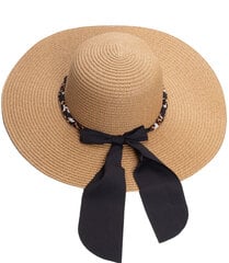 Pīta cepure ar lenti, brūna 17833-uniw cena un informācija | Sieviešu cepures | 220.lv