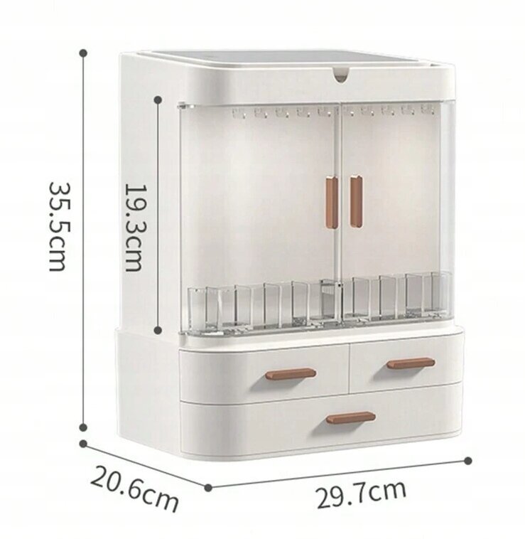 Kosmētikas organizators ar LED spoguļu Kobri F30, 20.6x29.7x35.5 cm cena un informācija | Kosmētikas somas, spoguļi | 220.lv