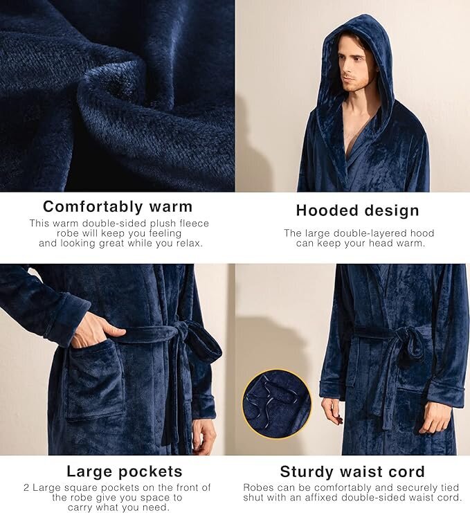 Vīriešu halāts ar kapuci Lapasa, zils cena un informācija | Vīriešu halāti, pidžamas | 220.lv
