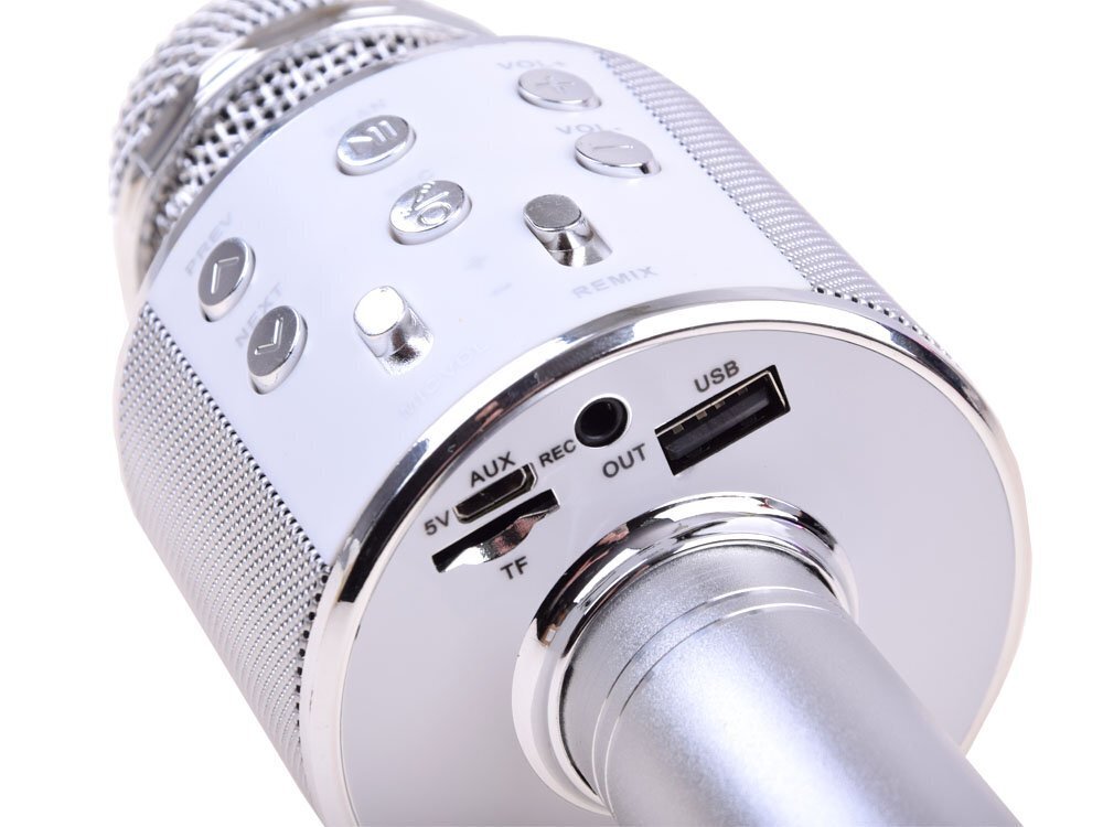 Bezvadu karaoke mikrofons ar skaļruni, sudraba krāsā cena un informācija | Attīstošās rotaļlietas | 220.lv