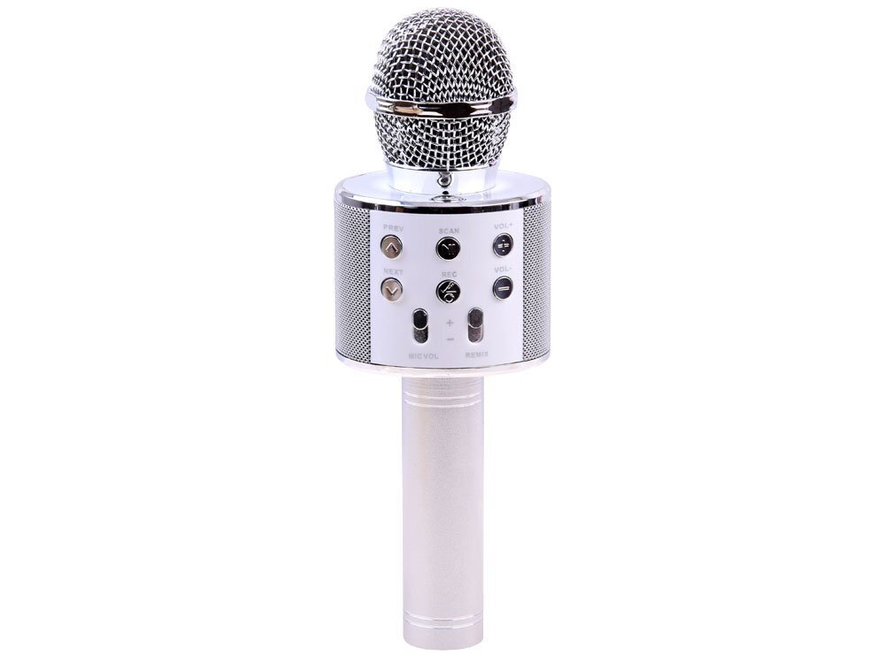 Bezvadu karaoke mikrofons ar skaļruni, sudraba krāsā cena un informācija | Attīstošās rotaļlietas | 220.lv