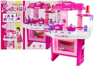 Rotaļlietu virtuve ar cepeškrāsni un piederumiem, rozā cena un informācija | Rotaļlietas meitenēm | 220.lv