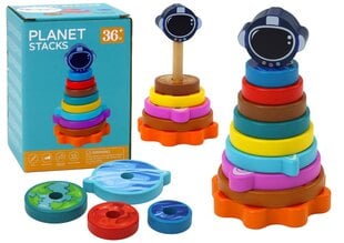Деревянная пирамидка Планеты, 10 дет. цена и информация | Игрушки для малышей | 220.lv