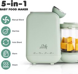 Комбайн 5-в-1 для приготовления детского питания CHEFHANDY, BFP-1600E, 300W, 300 мл, зеленый цена и информация | Кухонные комбайны | 220.lv