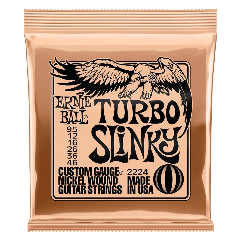 Stīgas elektriskajai ģitārai Ernie Ball Turbo Slinky 9.5-46 P02224 cena un informācija | Mūzikas instrumentu piederumi | 220.lv