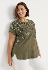 Женская футболка Cellbes ENYA, хаки с цветочным узором цена и информация | Женские футболки | 220.lv