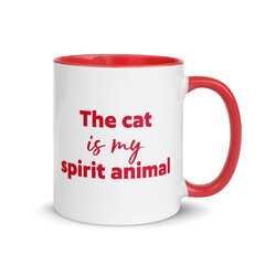 Krūze The Cat Is My Spirit Animal, 325 ml, sarkans cena un informācija | Oriģinālas krūzes | 220.lv