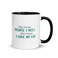 Керамическая кружка The More People I Meet, The More I Love My Cat, 325 мл, черная цена и информация | Оригинальные кружки | 220.lv