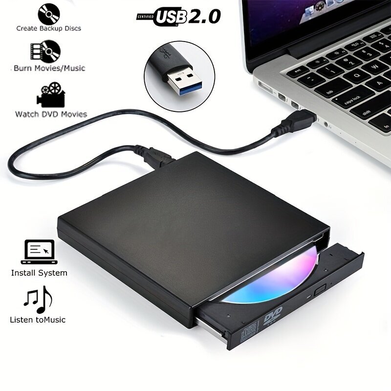 Ārējais DVD optiskais diskdzinis USB 2.0 cena un informācija | Diskdziņi | 220.lv